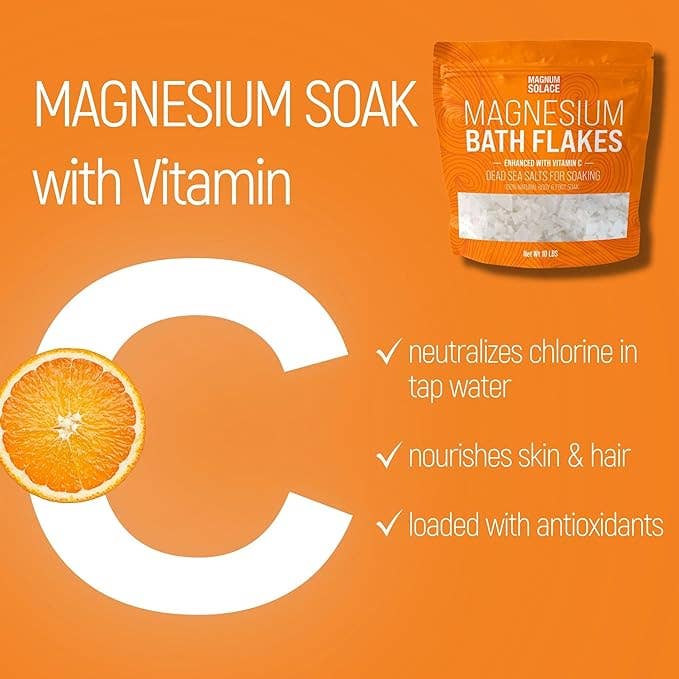 10LB Magnesium Bath Flakes, Bath Soak With Vitamin C - bomb'd AF