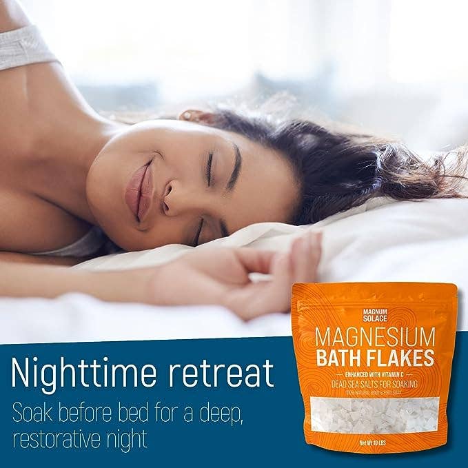 10LB Magnesium Bath Flakes, Bath Soak With Vitamin C - bomb'd AF