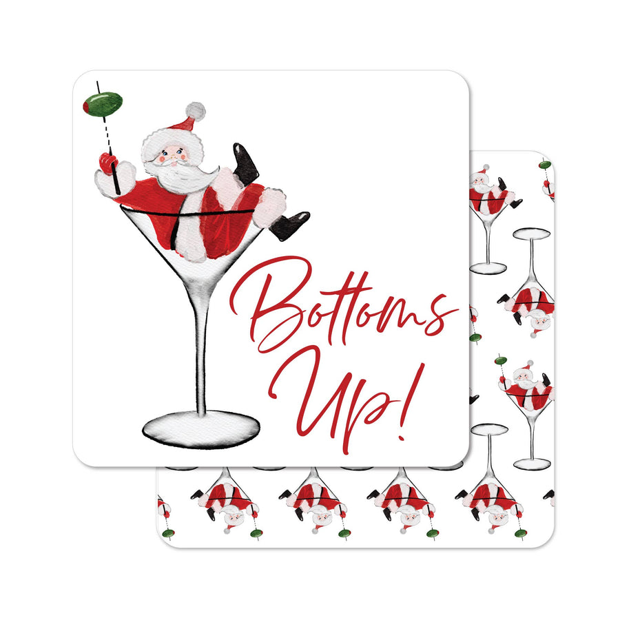 Bottoms Up Santa Martini - 6 Pack Coasters - Christmas - bomb'd AF