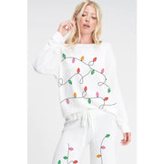 Christmas light print soft lounge wear set: IVORY / L - bomb'd AF