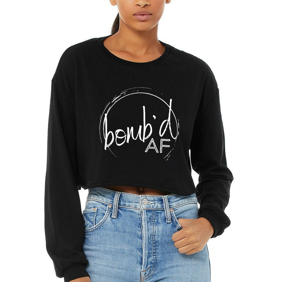 Cropped Long Sleeve Tee Black - bomb'd AF